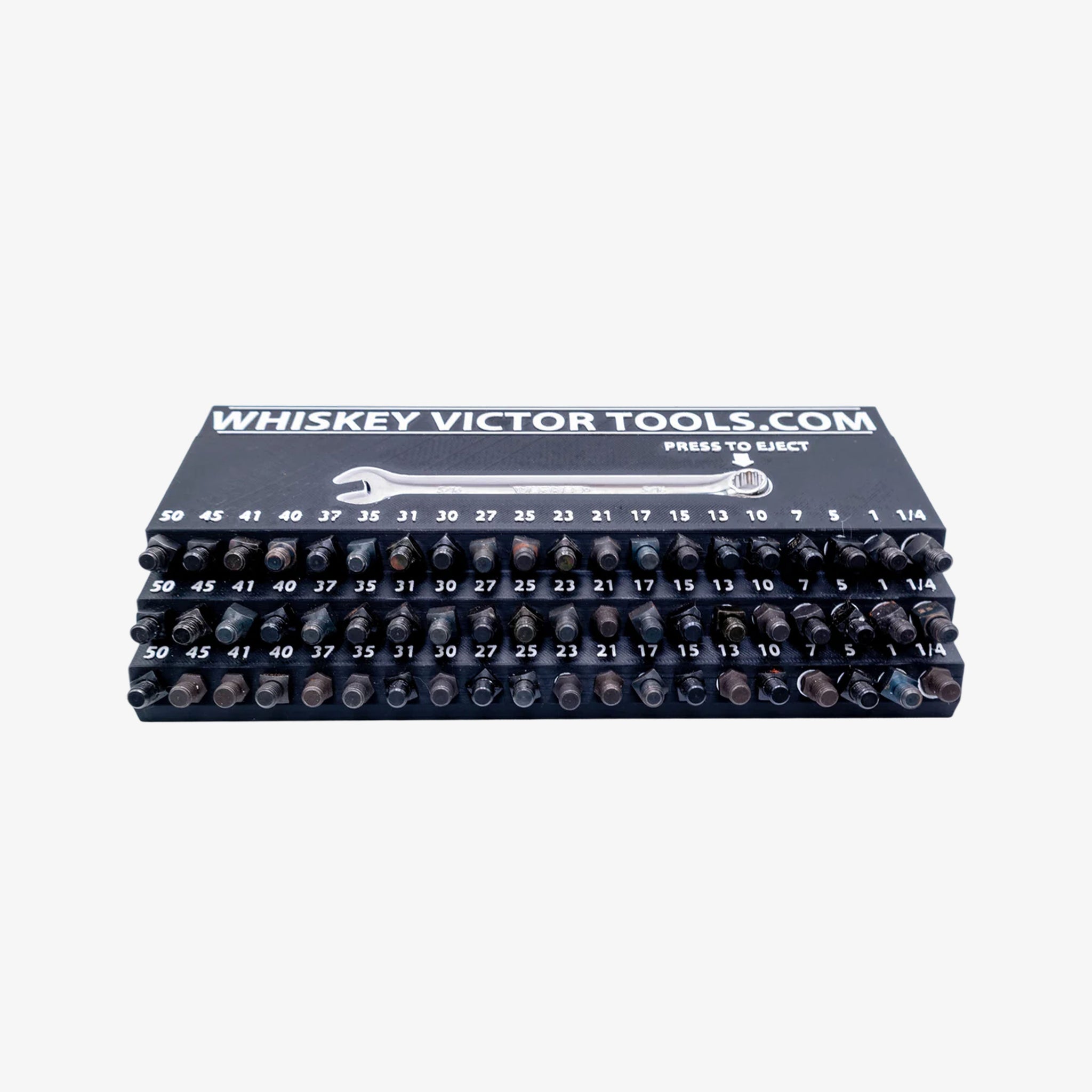 Threaded Drill Bit Organizer — 3-Row, Magnetic, #50 to .25